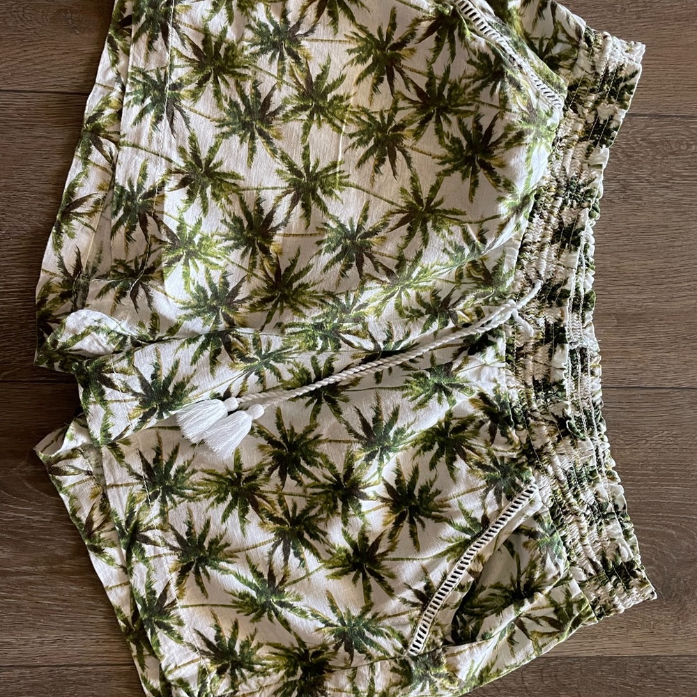 Briggs New York White Palm-Print Linen Blend Shorts XXL EUC